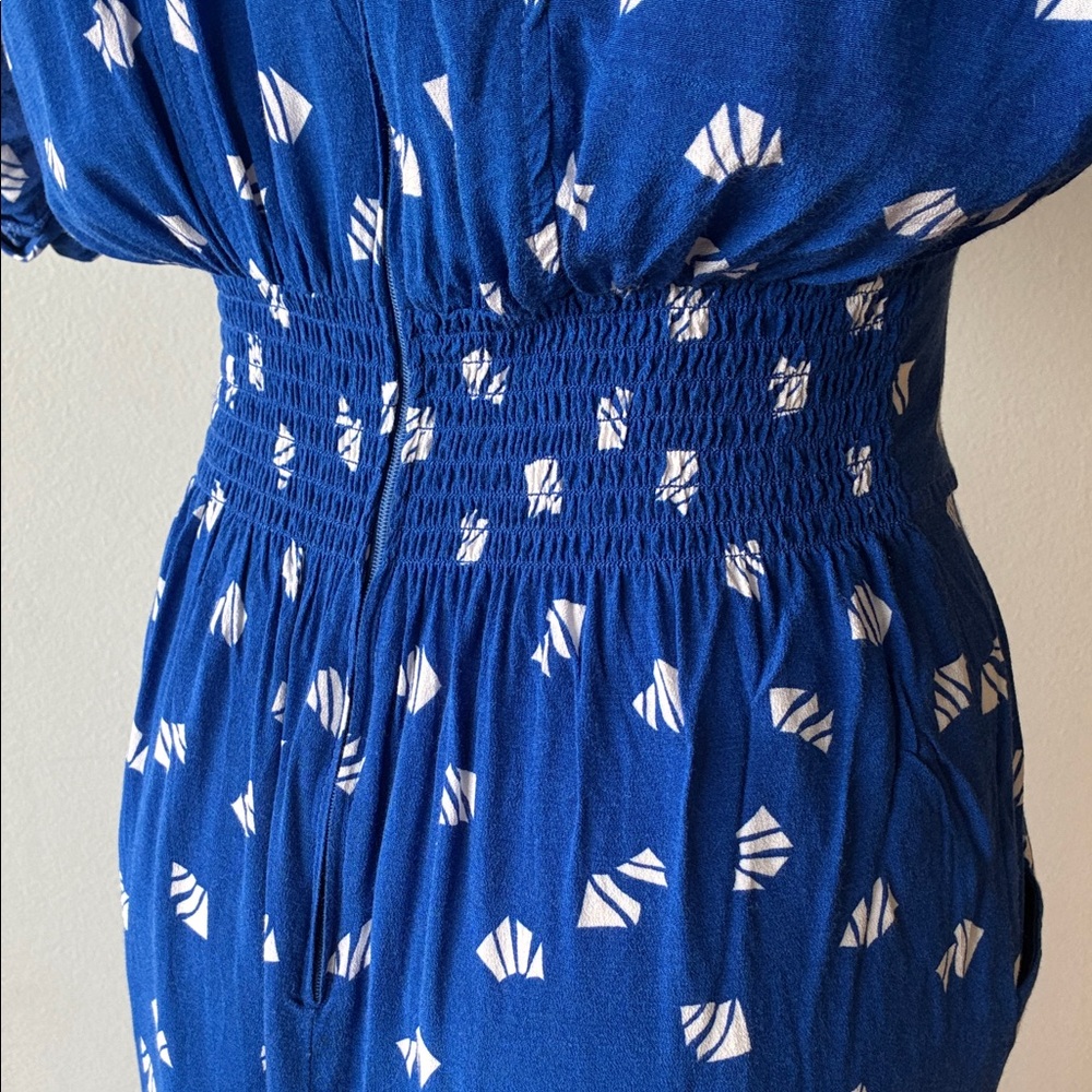 Vintage Blue Patterned Button-Up Dress - Picture 10 of 14